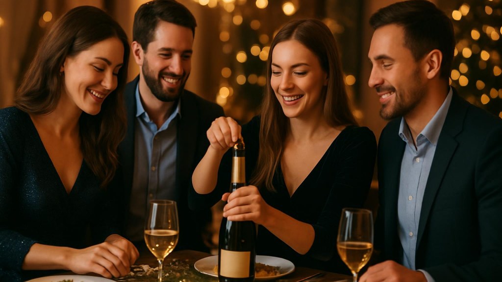 Gruppo di adulti in contesto sociale per Capodanno