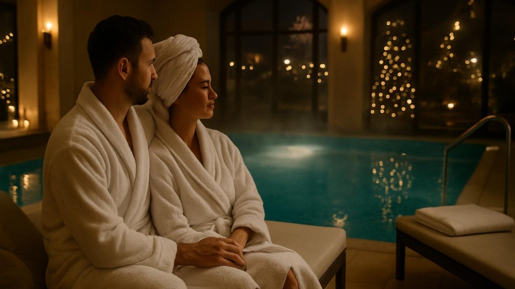 Coppia in area benessere per un Capodanno rilassante